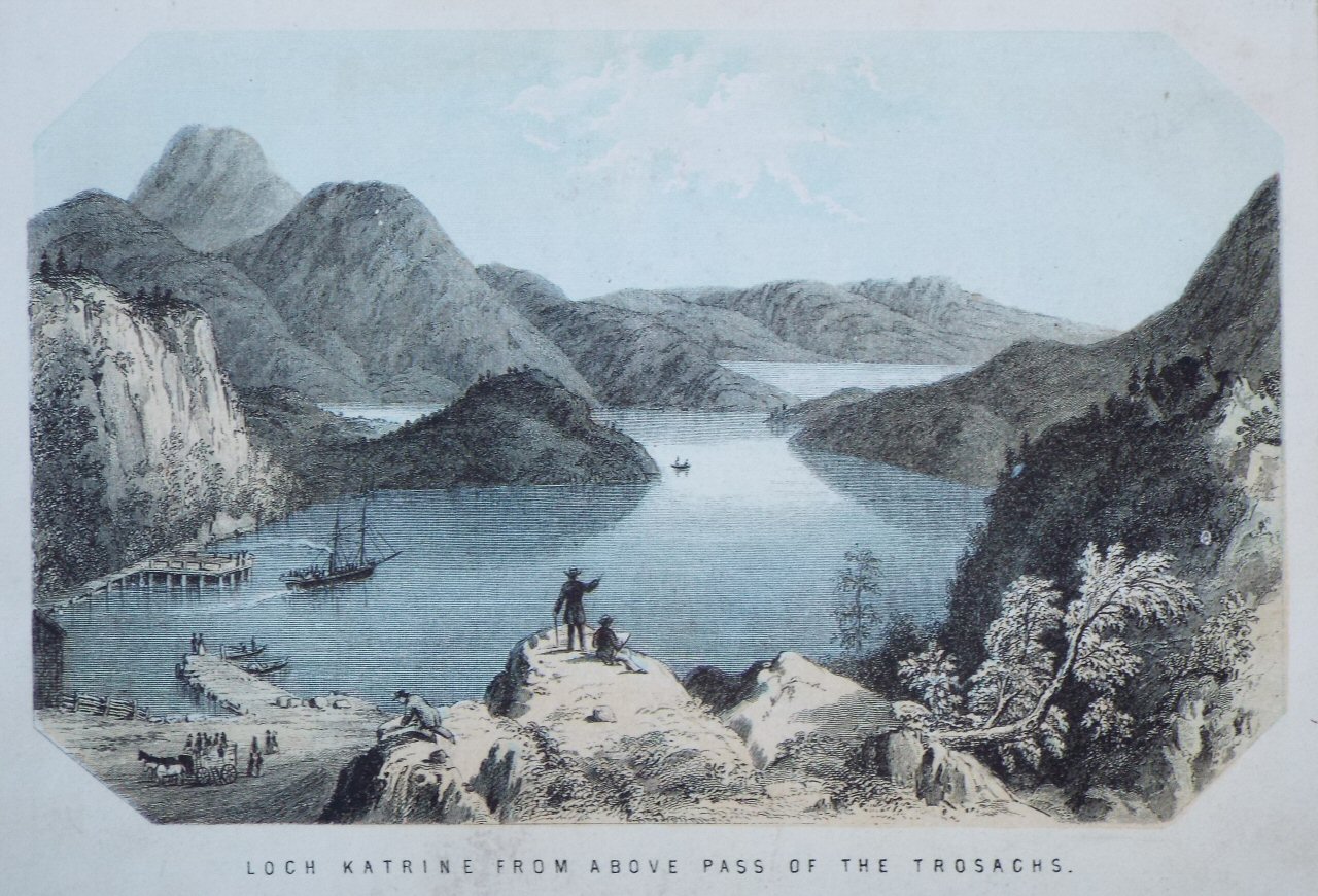 Chromo-lithograph - Loch Katrine from above Pass of the Trosachs.